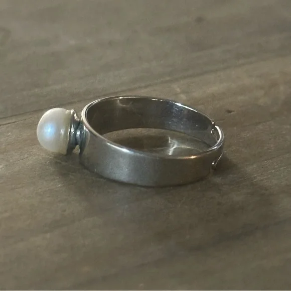 Vintage genuine pearl adjustable ring - Picture 6 of 7